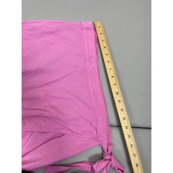 American Eagle Side Tie Wrap Midi Skirt Pink Women Large Barbie High Low Lined - Picture 7 of 12